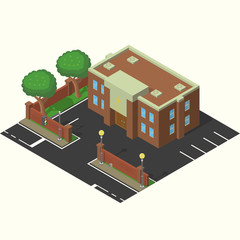 isometric police station and adjoining territory