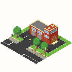 isometric fire station and adjoining territory