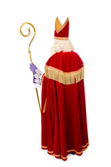 Saint Nicholas with staff portrait from behind