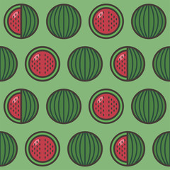 Seamless pattern background with watermelons, colorful illustration