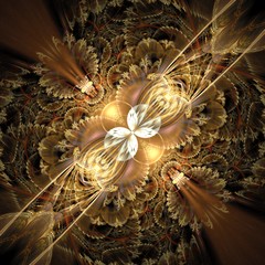 Beautiful Symmetrical fractal flower or butterfly, digital artwork for creative graphic design