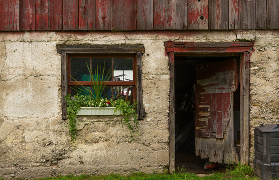 Door and window on an old shed