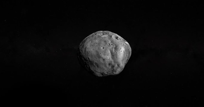 Satellite martian Phobos spinning. Loop