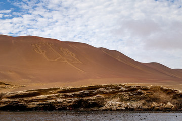 Chandelier de Paracas Rocher falaise &icirc;les Ballestas P&eacute;rou Ica Lima Paysage excursion visite tour 