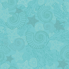 Seamless marine life vector pattern, perfect for wallpaper, scrapbooking, textile and gift wrapping paper