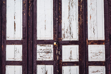 old wooden door with a lock.