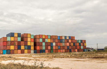 Containers box in yard for business, import export,logistic,Industrial
