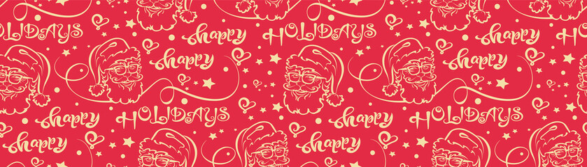 Christmas background. Christmas seamless pattern with Santa Claus