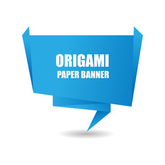 Blue origami paper banner background