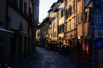 Fototapeta na wymiar Florence Streets at Sunrise