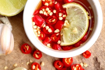 Chili fish sauce with lemon