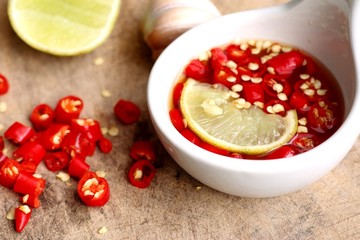 Chili fish sauce with lemon