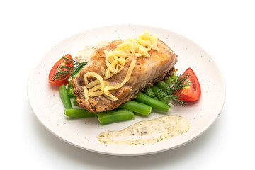 grilled snapper fish steak with vagetable
