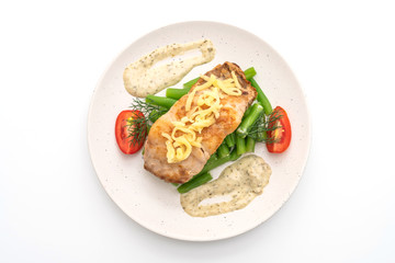 grilled snapper fish steak with vagetable