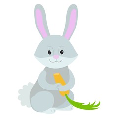 Hand drawn rabbit. Natural colors. Collection of vector hand drawn elements. Illustration