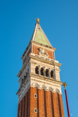 San Marco campanile, bell tower of Saint Mark cathedral on square in Venice