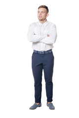 Fototapeta premium Handsome smiling young man on white background
