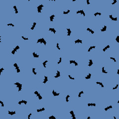 vector black flying bats silhouettes seamless pattern