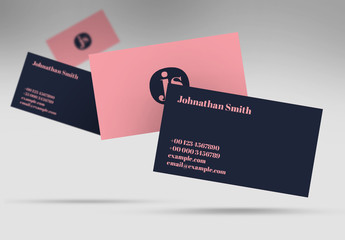 Pink and Navy Blue Business Card Layout