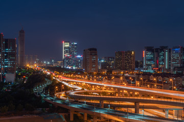 Fototapeta na wymiar Modern city night view with busy traffic in Nanjing