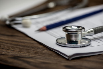 Stethoscope on a white background with space for text Concept of medicine and diagnostics.