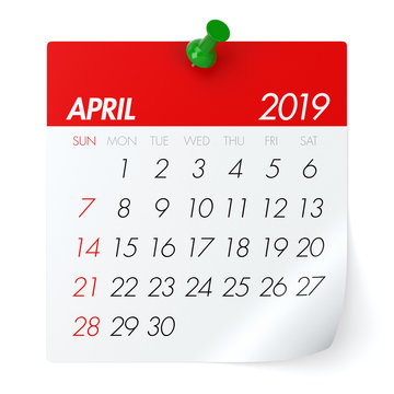 April 2019 - Calendar.