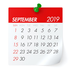 September 2019 - Calendar.