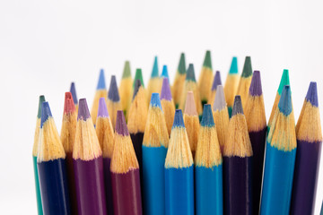 Cool Shade color pencils isolated on white background