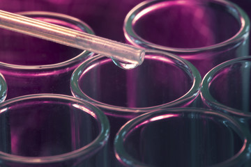 Pipettenspitze mit TRopfen über Reagenzglas