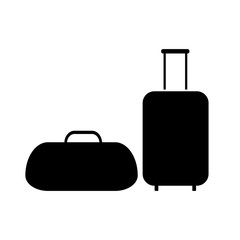 trolley baggage bag wheels icon silhouette, logo on white background