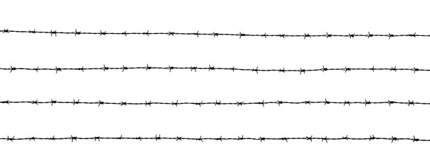 silhouette of the barbed wire on white background - Powered by Adobe