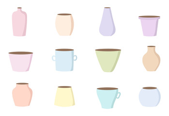 Vector collection of cute flower pots
