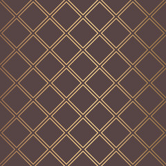 Art Deco Pattern Golden Squares Lines Background