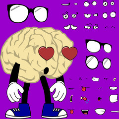 In love brain cartoon expressions pack in vector format