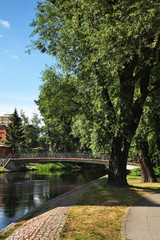 Fototapeta premium Foot-bridge over Brda river in Bydgoszcz. Poland