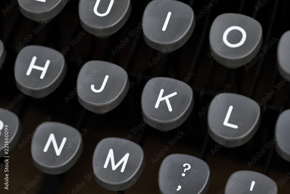 Fototapete retro typewriter in studio. macro close up.