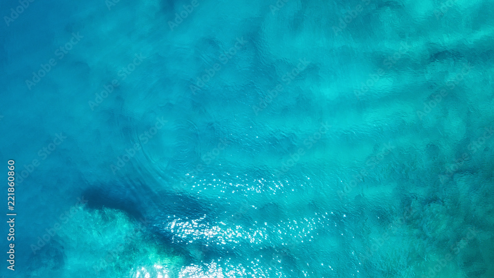 Poster aerial view at the sea. turquoise water from air as a background from air. natural seascape at the s