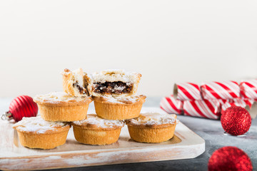 Mince pies filled with vine fruits, traditional christmas food