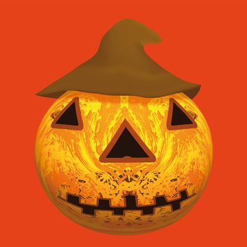 Citrouille d'Halloween sur un fond orange
