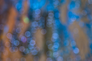 Abstract blue bokeh; Christmas and new year celebration theme background