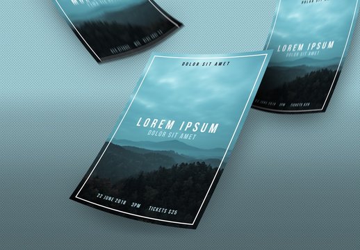 Event Poster Layout with Mountain Range Photo