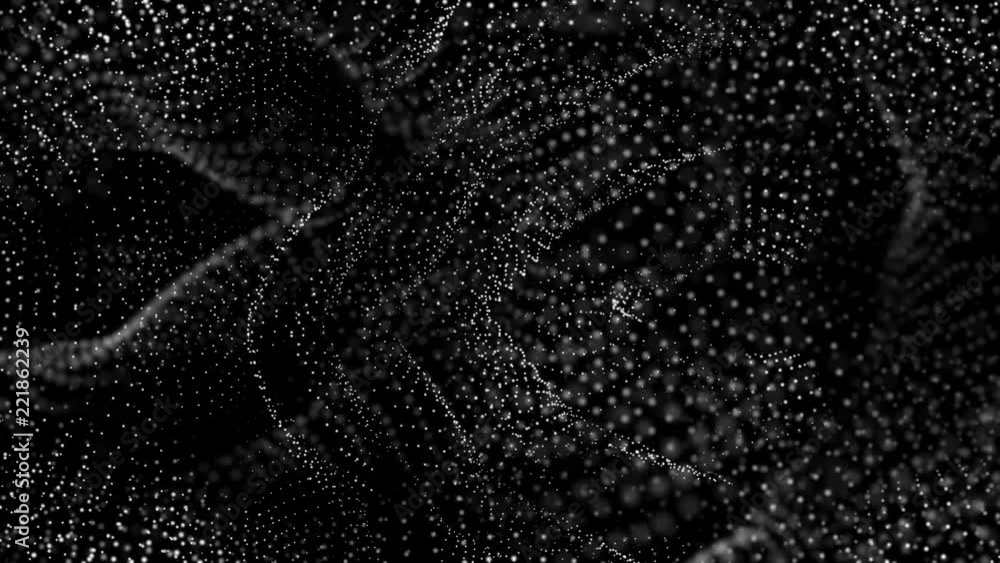 Aufkleber white slowly moving particles on a black background. abstract background. 3d rendering