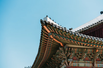 Gyeongbokgung Palace  with blue sky and clouds at Seoul city, South Korea.