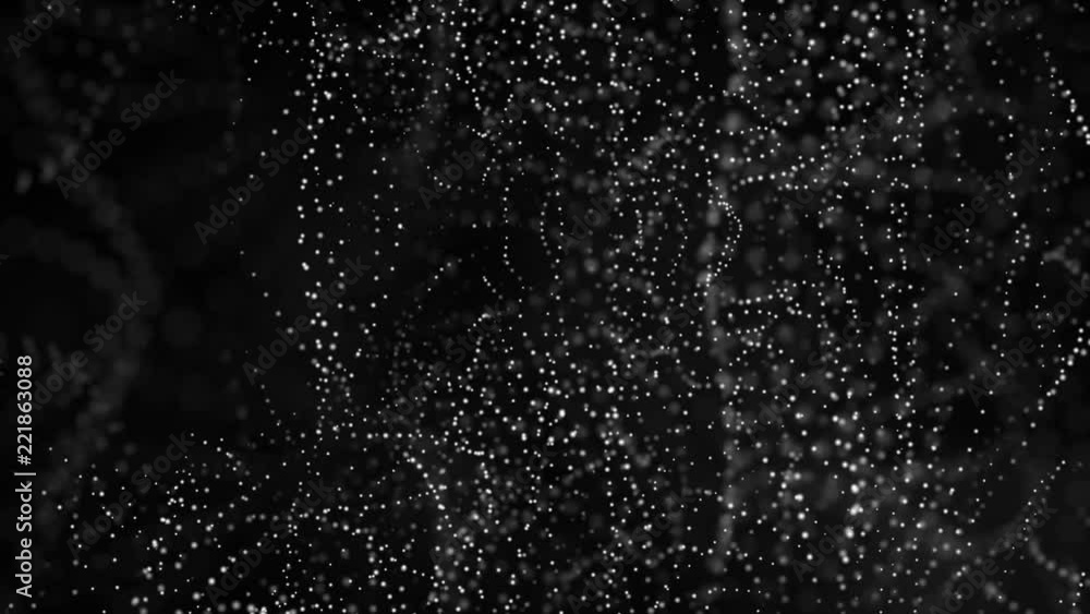Aufkleber white slowly moving particles on a black background. abstract background. 3d rendering