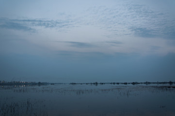 Flooded area in the evening