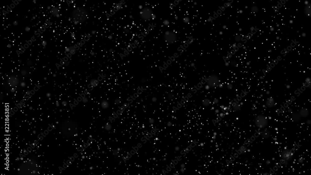 Poster white slowly moving particles on a black background. abstract background. 3d rendering