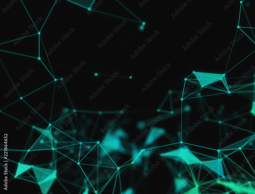 Poster abstract 3d technology futuristic geometrical and science neon visualization. plexus digital wallpap