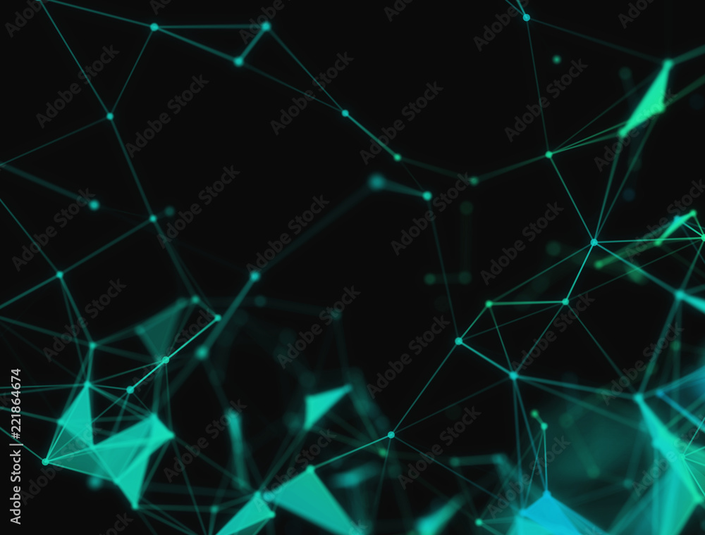 Poster abstract 3d technology futuristic geometrical and science neon visualization. plexus digital wallpap