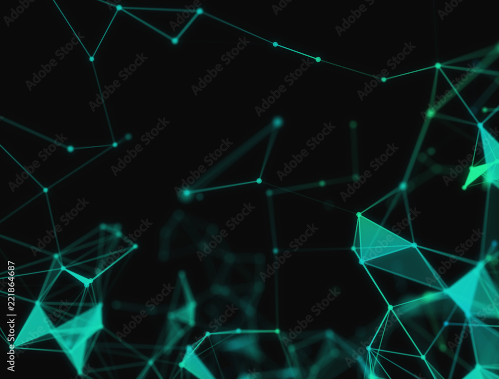 Poster abstract 3d technology futuristic geometrical and science neon visualization. plexus digital wallpap