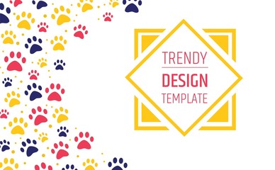 pet advertising banner templates. Place for text. veterinary clinic and zoo shop. grooming. paw ornament